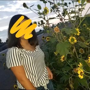 Cute black & white tie-front shirt!